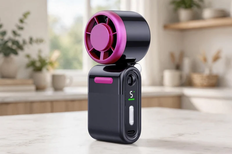 Mini Portable Handheld Turbo Fan 5-Speed Rechargeable - Black Red
