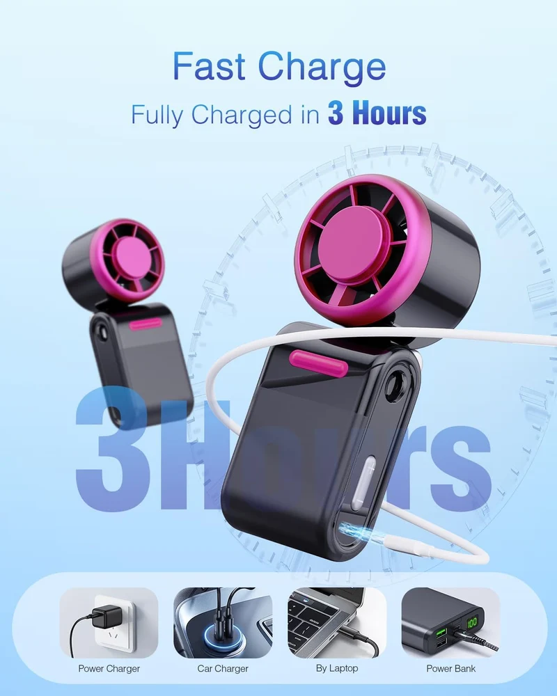 Mini Portable Handheld Turbo Fan 5-Speed Rechargeable - Black Red