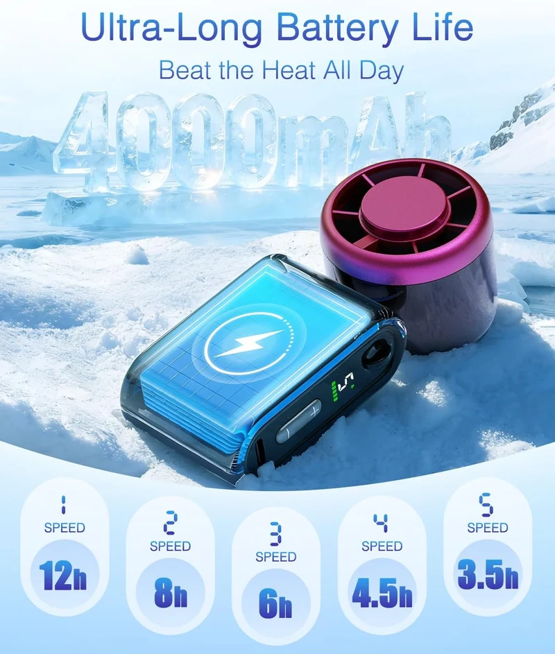 Mini Portable Handheld Turbo Fan 5-Speed Rechargeable - Black Red