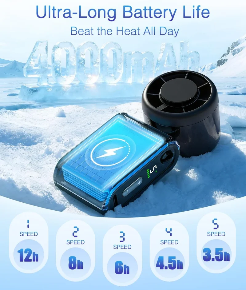 Mini Portable Handheld Turbo Fan 5-Speed Rechargeable - Black