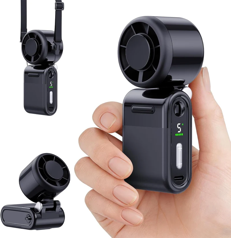 Mini Portable Handheld Turbo Fan 5-Speed Rechargeable - Black