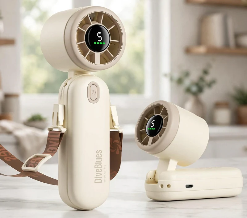 Mini Handheld Turbo Fan 4000mAh 3-in-1 Portable - Cream