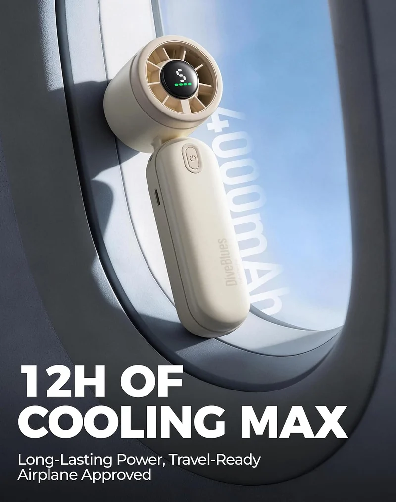 Mini Handheld Turbo Fan 4000mAh 3-in-1 Portable - Cream