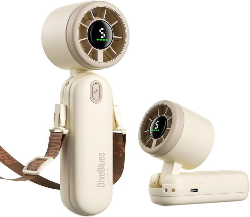 Mini Handheld Turbo Fan 4000mAh 3-in-1 Portable - Cream