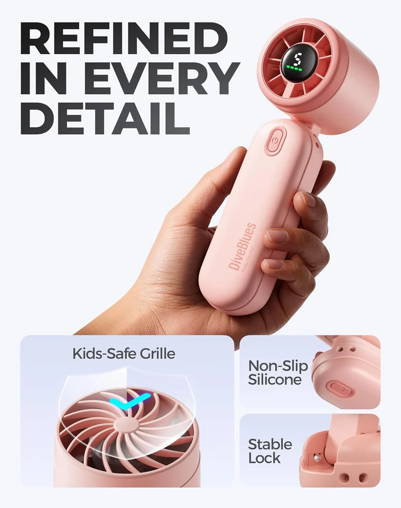 Mini Handheld Turbo Fan 4000mAh 3-in-1 Portable - Pink