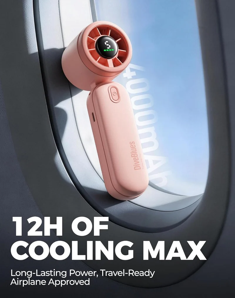 Mini Handheld Turbo Fan 4000mAh 3-in-1 Portable - Pink