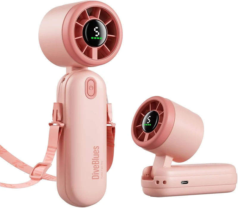 Mini Handheld Turbo Fan 4000mAh 3-in-1 Portable - Pink