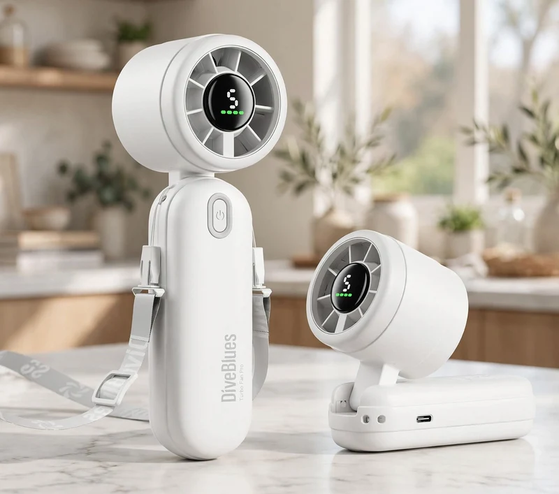 Mini Handheld Turbo Fan 4000mAh 3-in-1 Portable - White
