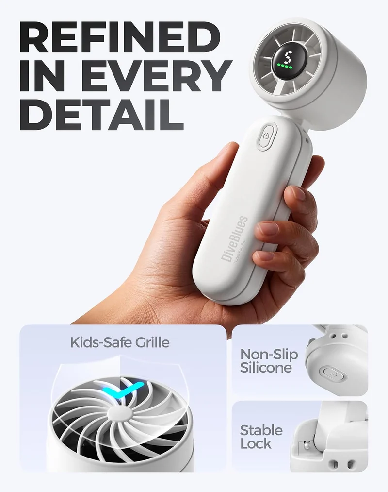 Mini Handheld Turbo Fan 4000mAh 3-in-1 Portable - White