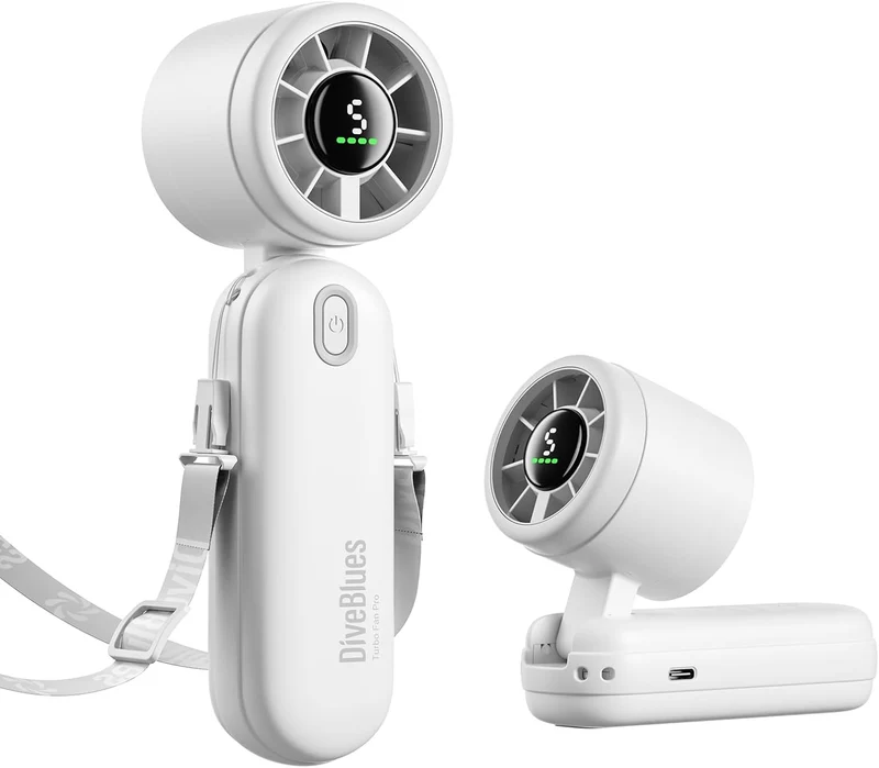 Mini Handheld Turbo Fan 4000mAh 3-in-1 Portable - White