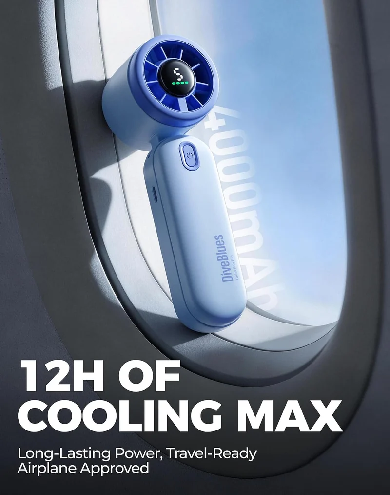 Mini Handheld Turbo Fan 4000mAh 3-in-1 Portable - Blue