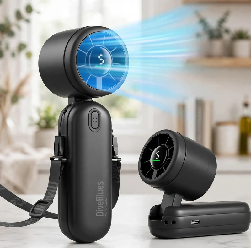Mini Handheld Turbo Fan 4000mAh 3-in-1 Portable - Black
