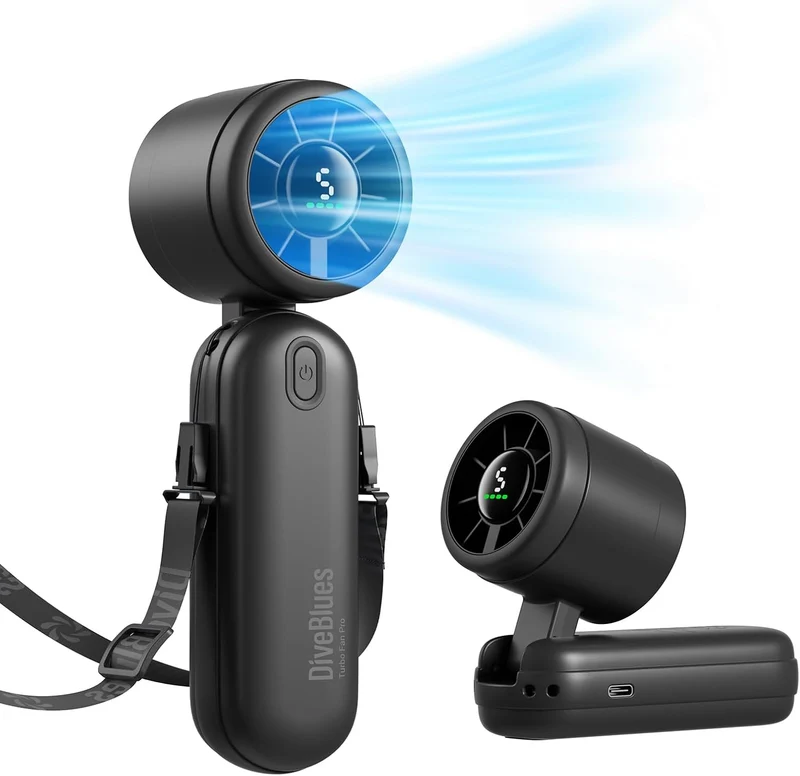 Mini Handheld Turbo Fan 4000mAh 3-in-1 Portable - Black