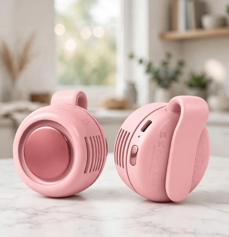 Portable Clip-On Bladeless Fan 360° Rotatable Rechargeable - Pink