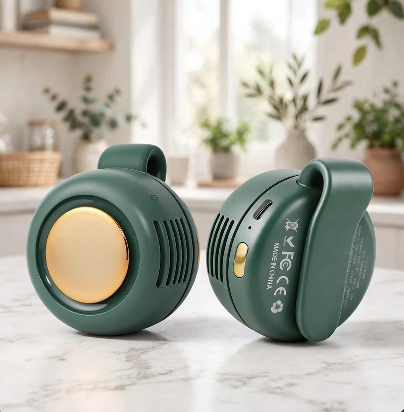 Portable Clip-On Bladeless Fan 360° Rotatable Rechargeable - Green