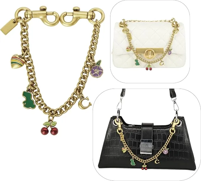 Elegant Bag Chain Charm Purse Extender Keychain for Handbags Totes - Gold