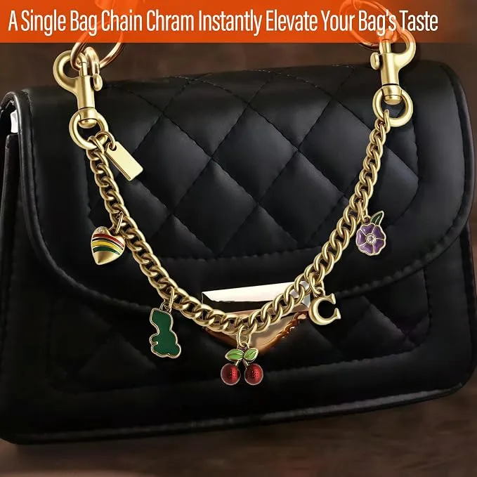 Elegant Bag Chain Charm Purse Extender Keychain for Handbags Totes - Gold