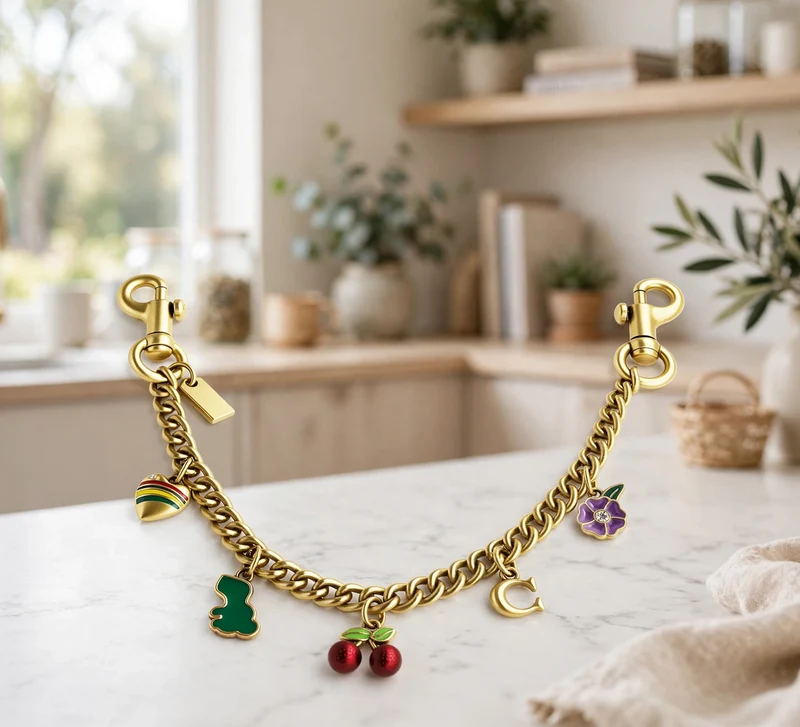 Elegant Bag Chain Charm Purse Extender Keychain for Handbags Totes - Gold