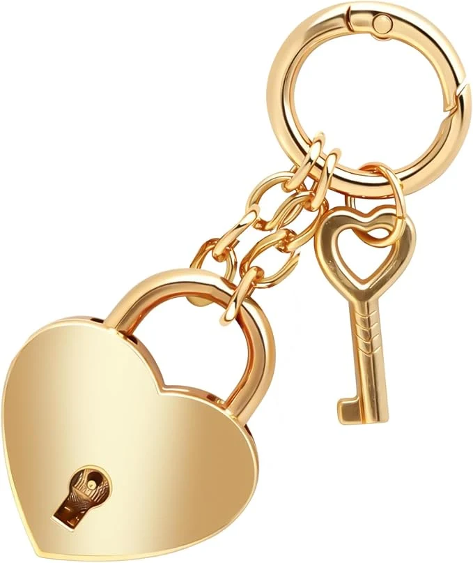 Heart-Shaped Chain Pendant Bag Charm - (Gold)