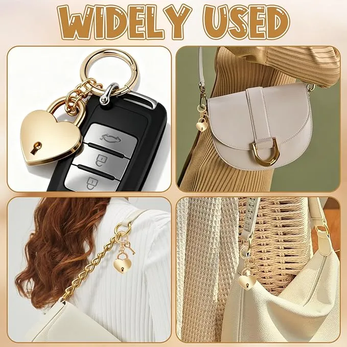 Heart-Shaped Chain Pendant Bag Charm - (Gold)