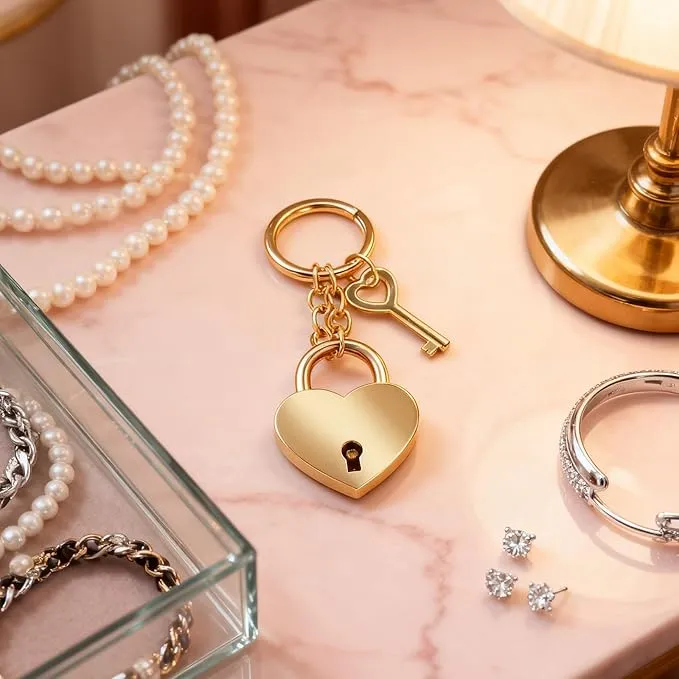 Heart-Shaped Chain Pendant Bag Charm - (Gold)