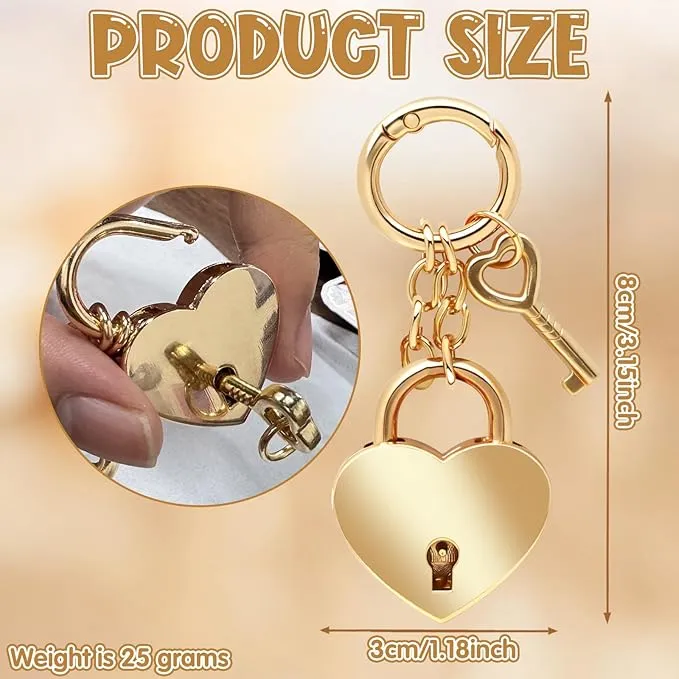 Heart-Shaped Chain Pendant Bag Charm - (Gold)