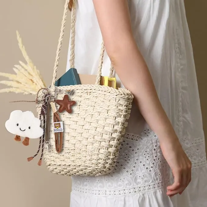 Smiley Cloud Bag Charm Keychain Pendant for Women Handbags Purse Backpack