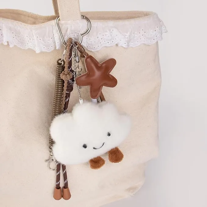 Smiley Cloud Bag Charm Keychain Pendant for Women Handbags Purse Backpack
