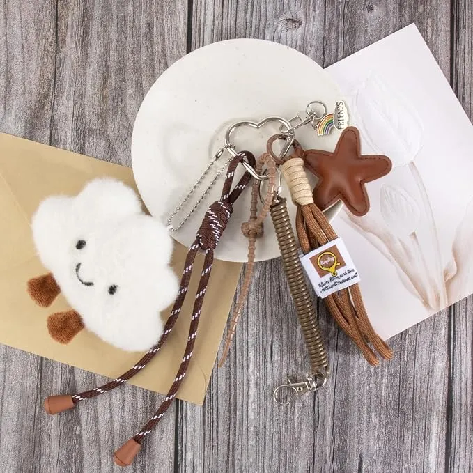 Smiley Cloud Bag Charm Keychain Pendant for Women Handbags Purse Backpack