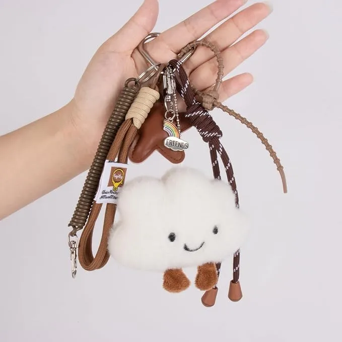 Smiley Cloud Bag Charm Keychain Pendant for Women Handbags Purse Backpack