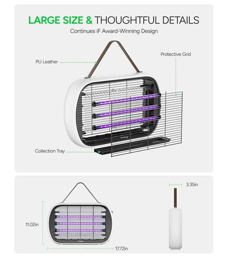 Upgraded LED Bug Zapper Indoor, LED Bulbs Up to 50,000 Hours, 3800V Powerful Electric Mosquito Zapper, Fly Trap Mosquito Trap, Fly Killer Fly Zapper - (White)