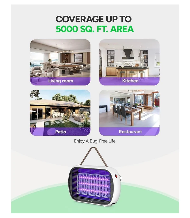 Upgraded LED Bug Zapper Indoor, LED Bulbs Up to 50,000 Hours, 3800V Powerful Electric Mosquito Zapper, Fly Trap Mosquito Trap, Fly Killer Fly Zapper - (White)