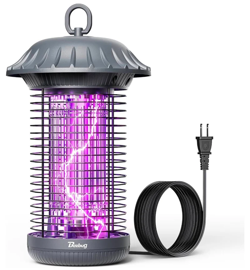 LED Bug Zapper Indoor Outdoor, Up to 50000 Hrs Lifespan Lamp, Energy Saving & Dual Band Attraction, 5.6 ft Power Cord, High Voltage Mosquito Fly Zapper Trap Killer - (Pewter)
