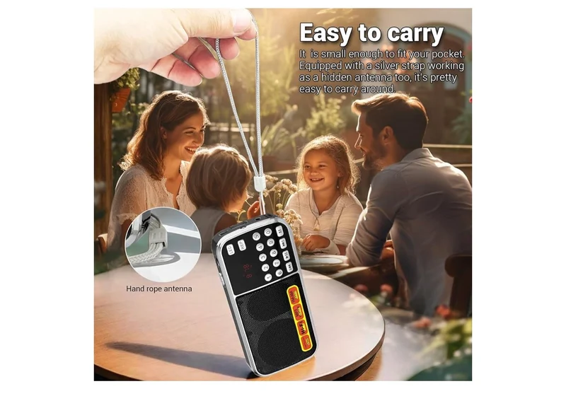 Small Radios Portable AM FM,Large Capacity Rechargeable Capacity Battery Powered Radio,TF Card Micro SD Card USB Slot MP3 Playback,Digital Buttons,Excellent Reception and Sound Quality