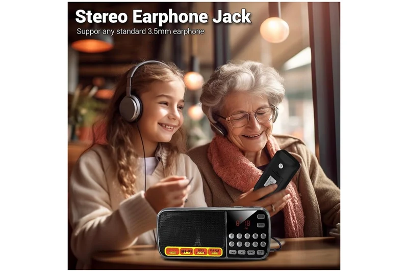 Small Radios Portable AM FM,Large Capacity Rechargeable Capacity Battery Powered Radio,TF Card Micro SD Card USB Slot MP3 Playback,Digital Buttons,Excellent Reception and Sound Quality