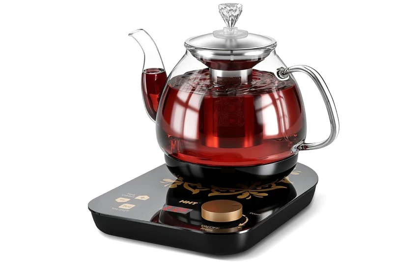 Electric Glass Tea Maker with Infuser, ±1℉ Precise Temperature Control,BPA-Free,Auto Shut-Off,Brewing Program,Keep Warm - (Black)
