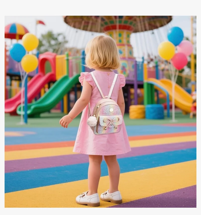 iGirls Bowknot 3-Pieces Fashion Leather Backpack Backpack Purse for Women Rucksack for Ladies Shoulder Bag - ( Glitter Purple )