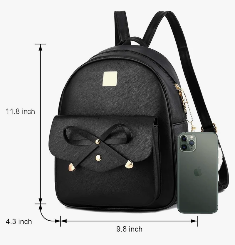 iGirls Bowknot 3-Pieces Fashion Leather Backpack Backpack Purse for Women Rucksack for Ladies Shoulder Bag - (Purple)