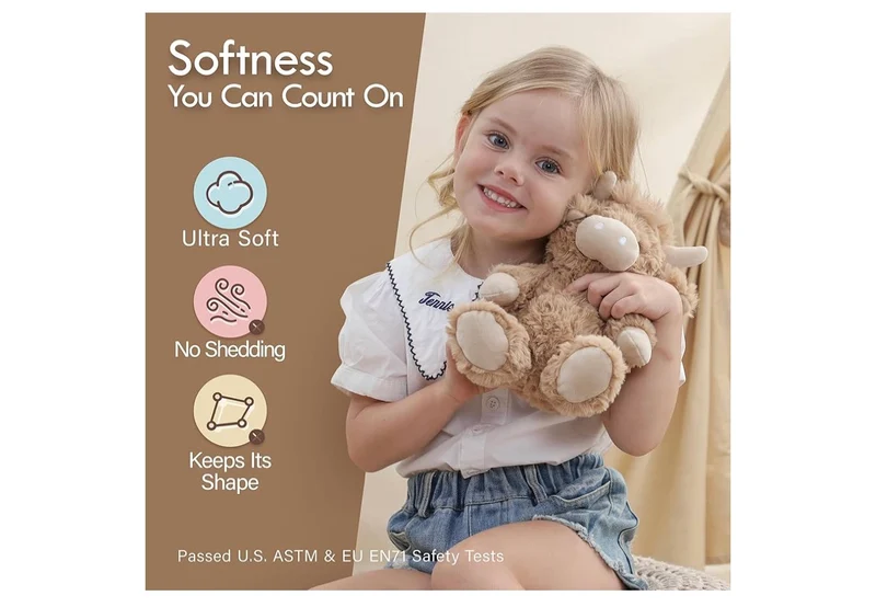 Hug & Go Highland Cow Toddler Backpack Soft Plush Bag with Detachable Toy for (Aged 2–4)