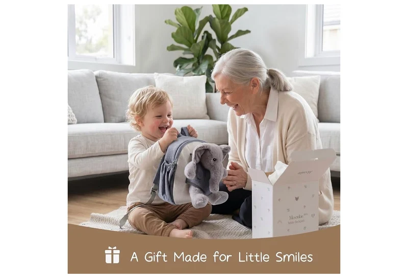 Hug & Go Elephant Toddler Backpack Soft Plush Bag with Detachable Toy for (Aged 2–4)