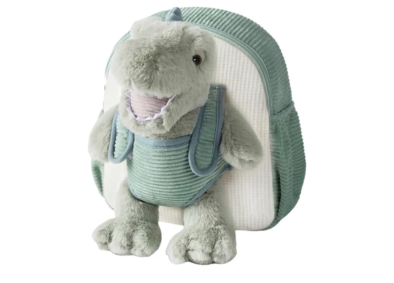 Hug & Go Dinosaur Toddler Backpack Soft Plush Bag with Detachable Toy for (Aged 2–4)