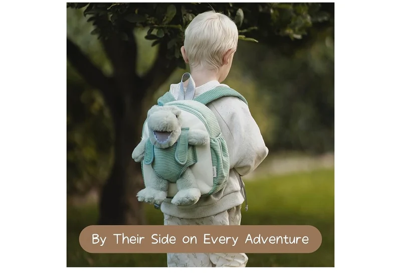 Hug & Go Dinosaur Toddler Backpack Soft Plush Bag with Detachable Toy for (Aged 2–4)