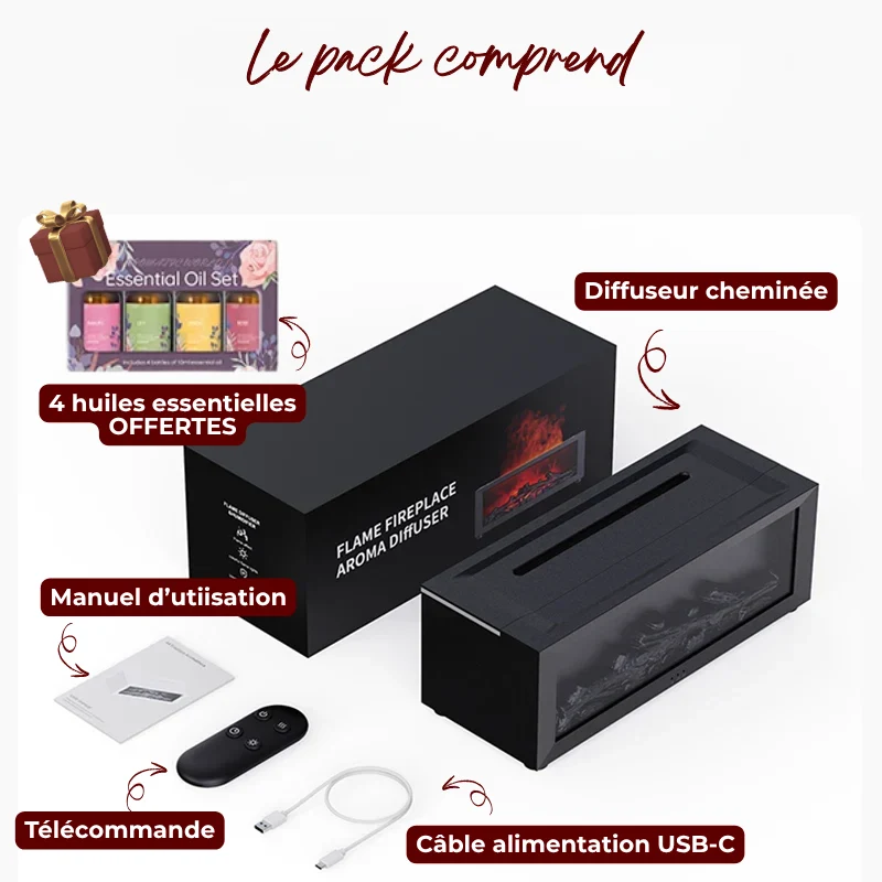 Diffuseur Mini Cheminée Cosy - 4 Huiles essentielles OFFERTES