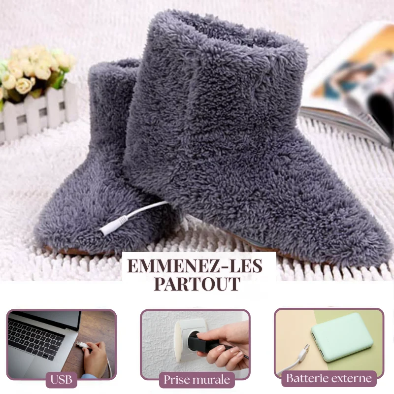 Pantoufles Bottes Chauffantes USB en Peluche Douce