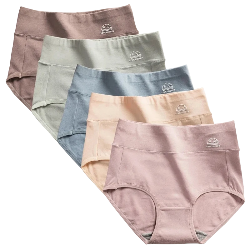 Lot de 5 Culottes Taille en Coton - Ventre Plat & Push-up Fessier