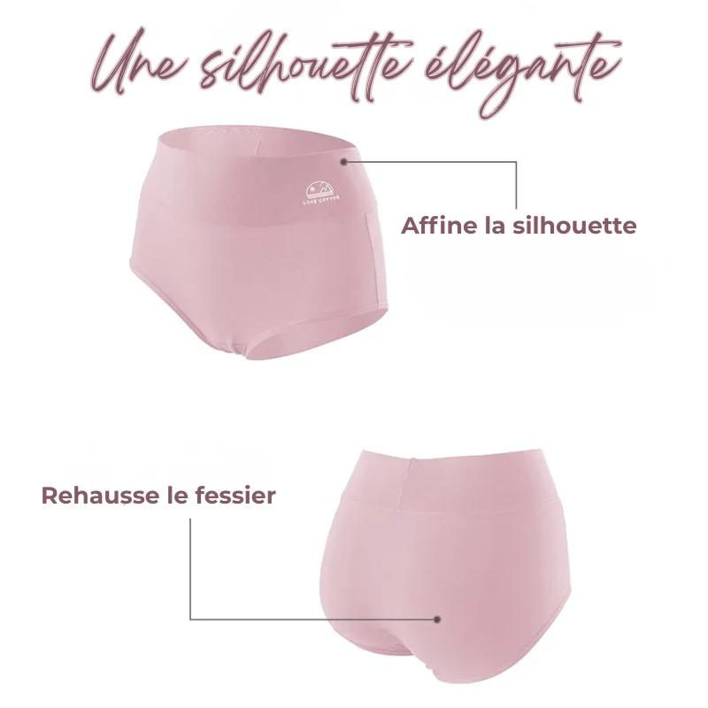 Lot de 5 Culottes Taille en Coton - Ventre Plat & Push-up Fessier
