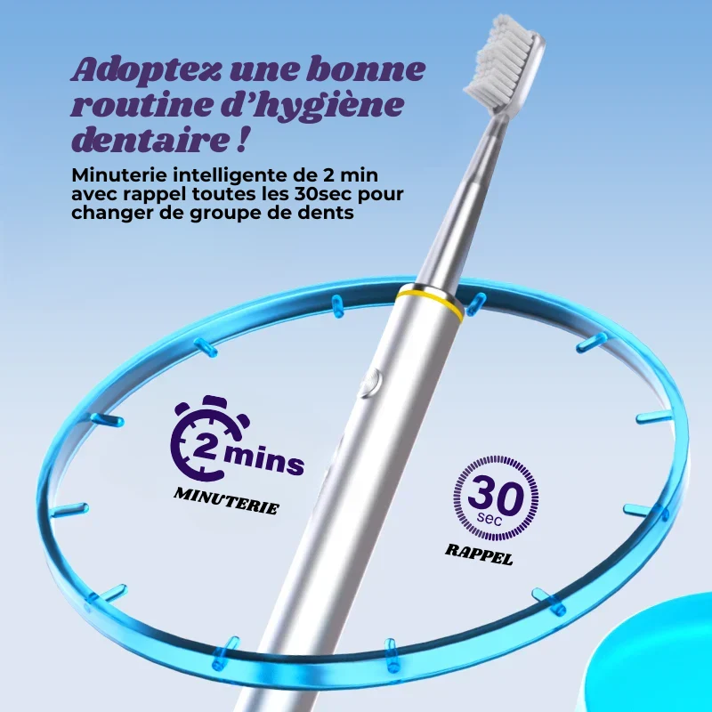 Brosse à Dents Électrique Fine – 4 Têtes Incluses