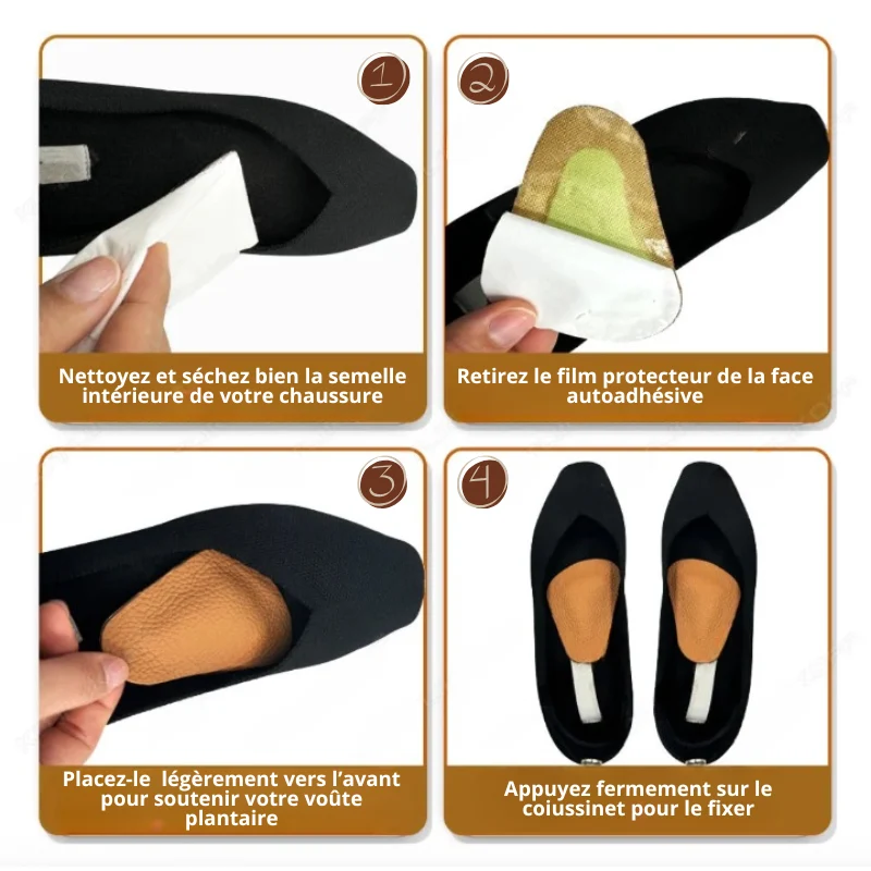 2 paires de Coussinets Voûte Plantaire en Cuir – Ultra Confort