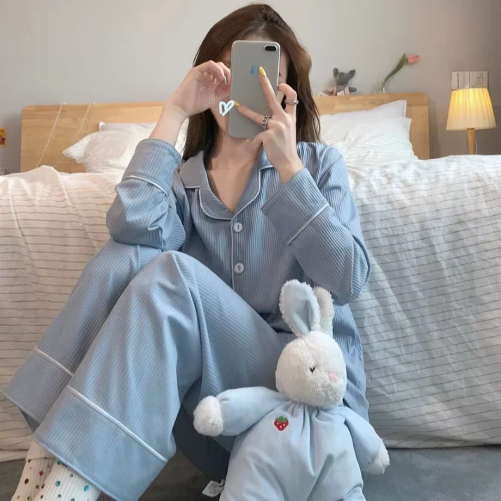 Pyjama Côtelé Chemise & Pantalon - Mi-Saison