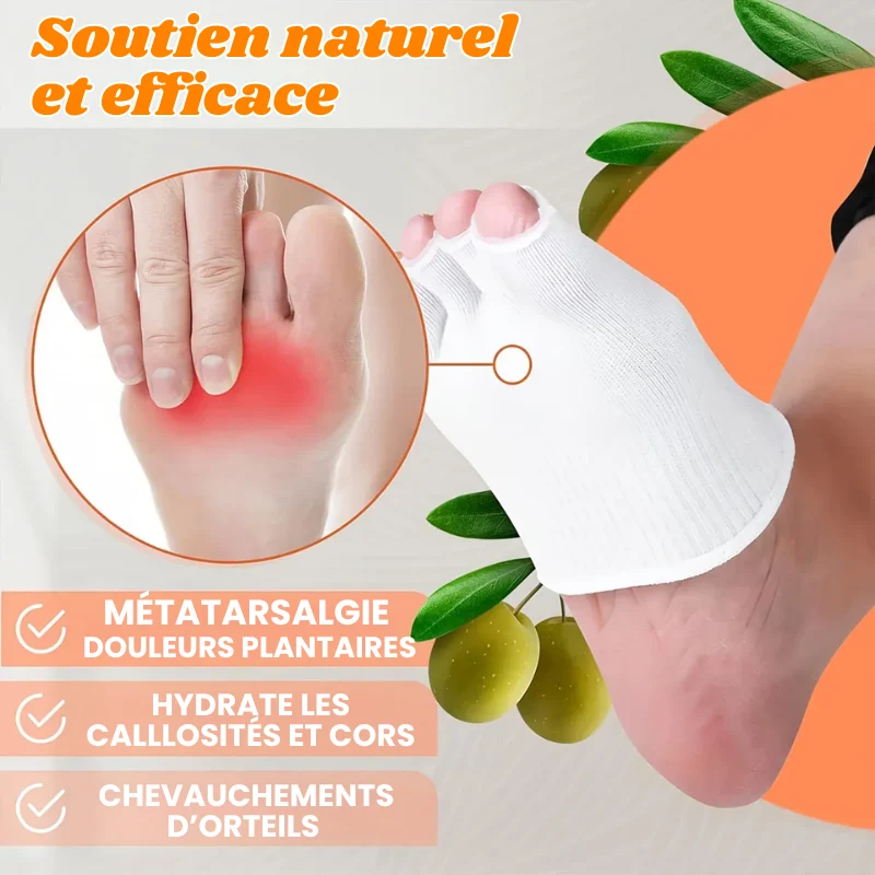 Paire de Demi Chaussette Séparatrice d'Orteils en Gel & Fibre de Coton